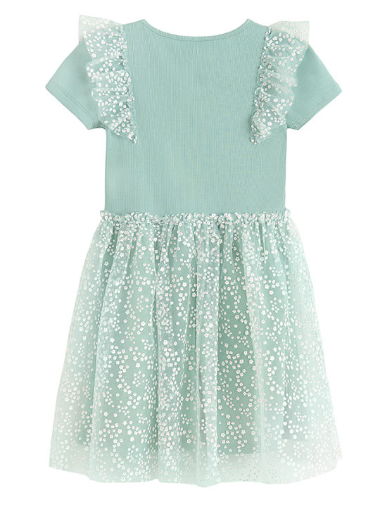 Rochie Fete Mâneca Scurtă Din Tulle Verde