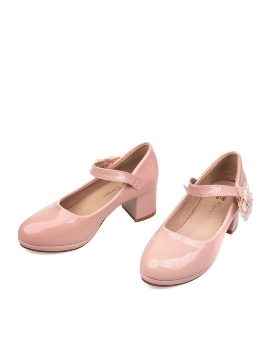 Kids Ballerinas with Hoop & Loop Closure Patent Leather Pink