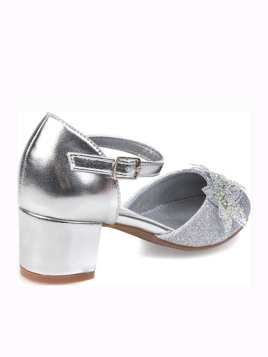 Kinder Pumps & Ballerinas mit Bügel- und Schleifenverschluss Silber