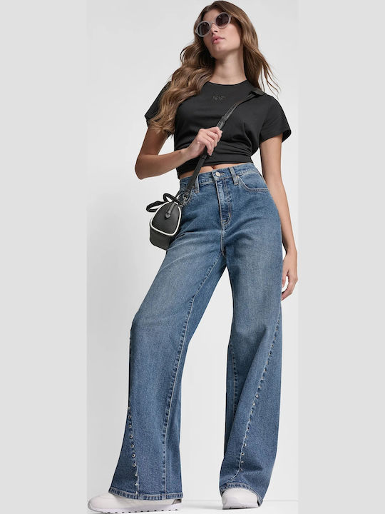 High Rise Women's Jean Pants in Wide Leg Style