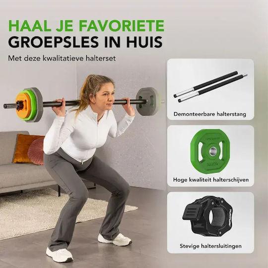 Tunturi Ίσια Μπάρα Σετ με Βάρη 20kg Μήκους 140cm χωρίς Κολάρα