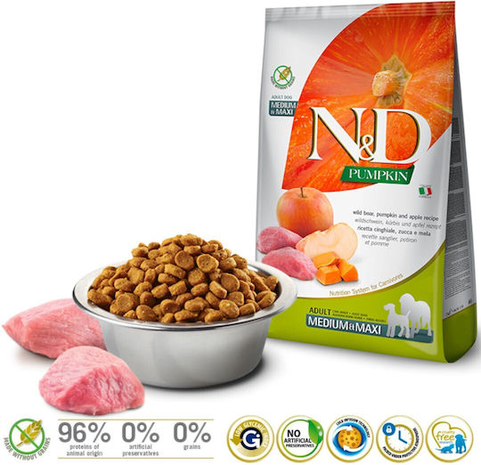Farmina N&D Pumpkin Medium & Maxi 12kg Ξηρά Τροφή χωρίς Σιτηρά για Ενήλικους Σκύλους Μεσαίων & Μεγαλόσωμων Φυλών με Χοιρινό και Κολοκύθα