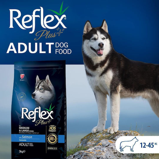 Reflex Plus Adult Medium/Large 3kg Hrană Uscată pentru Câini Adulţi de Rase Medii & Mari cu Somon