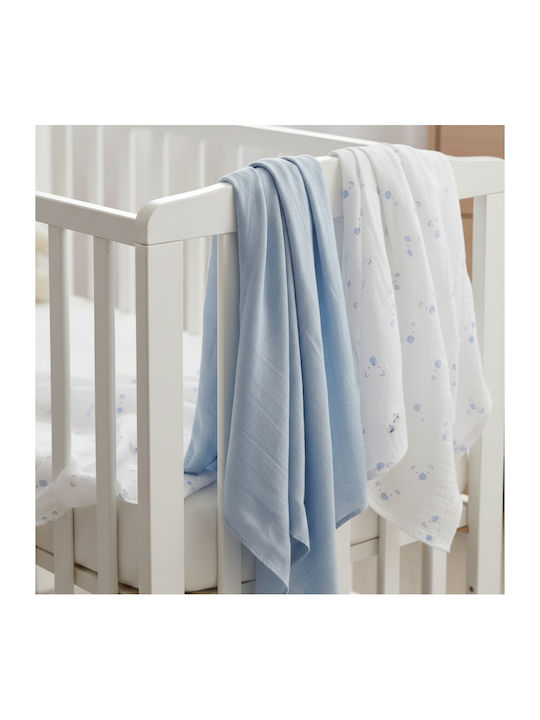 Gamberritos Kids Bears Swaddle Blanket Muslin Light Blue 80x80cm 3 Pieces 9274B-9