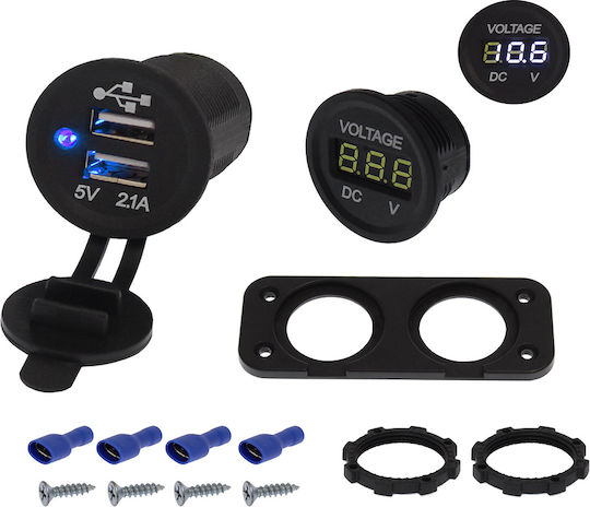 Car Barometer Digital Instrument Waterproof with 2 USB Charging Ports