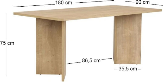 Linza Esszimmer- und Küchentisch Holzschatten Eiche 180x90x75cm