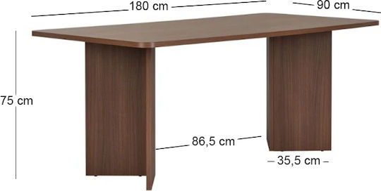 Linza Τραπέζι Τραπεζαρίας Ξύλινο Καρυδί 180x90x75εκ.