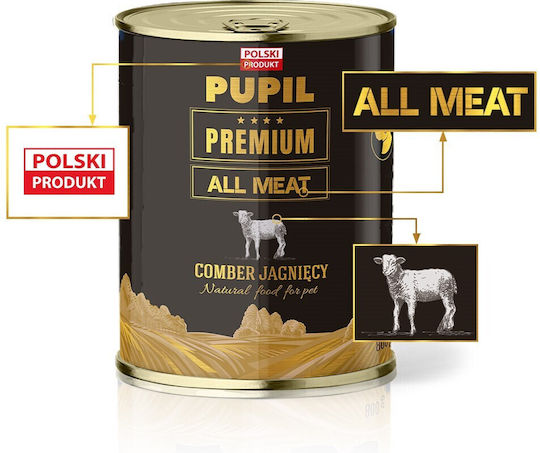 Dog Food Wet Dog Food in Cans with Meat and Lamb Grain-Free 800gr
