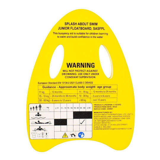 Splash Swimming Learning Board Yellow