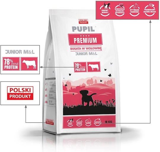 Dog Food 12kg Ξηρά Τροφή για Κουτάβια Μεσαίων & Μεγαλόσωμων Φυλών με Βοδινό