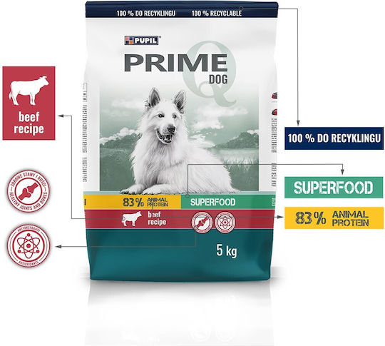 PUPIL PRIME 5kg Hrană Uscată pentru Câini cu Carne de vită și Legume