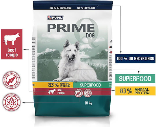 Dog Food 10kg Dry Food for Adult Dogs with Beef and Vegetables
