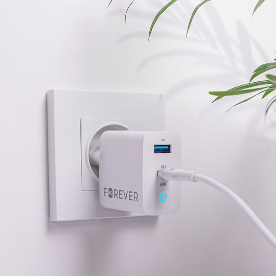 Forever Forever Handyladegerät Ohne Kabel GaN 65W Stromlieferung Weiß (TC-06-65AC)