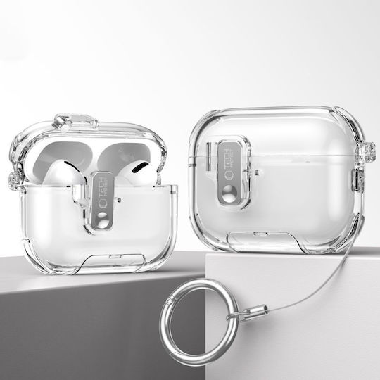 Tech-Protect Case Silicone with Hook in Transparent color for Apple AirPods Pro 3