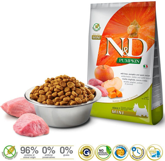 Farmina N&D Pumpkin Mini 2.5kg Dry Food Grain-Free for Adult Small Breed Dogs with Pork and Pumpkin