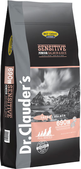 Dr.Clauder's Best Choice Sensitive Junior 12.5kg Dry Food Grain-Free for Puppies with Rice and Salmon