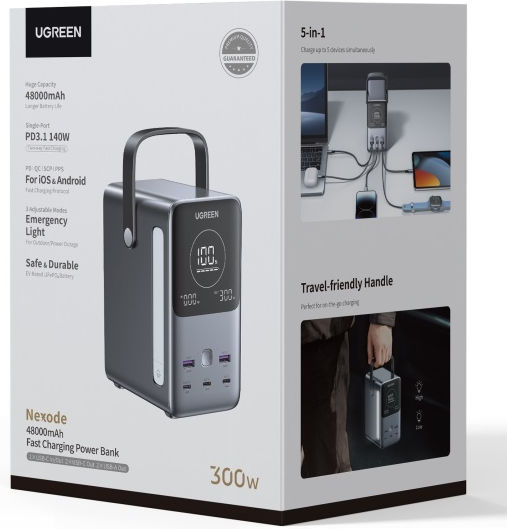 Ugreen PB770 Power Bank 48000mAh 300W with 2 USB-A Ports and 3 USB-C Ports Power Delivery Gray