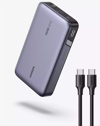 Ugreen PB720 Power Bank 20000mAh 100W με Θύρα USB-A και 2 Θύρες USB-C Power Delivery / Quick Charge 2.0 / Quick Charge 3.0 Γκρι