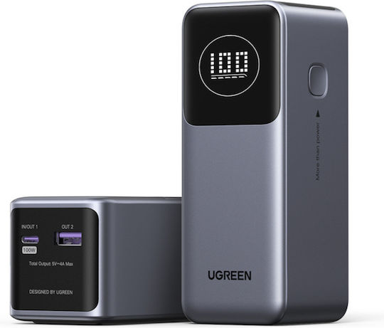 Ugreen PB724 Power Bank 12000mAh 100W with USB-A Port and USB-C Port Power Delivery / Quick Charge 3.0 Gray