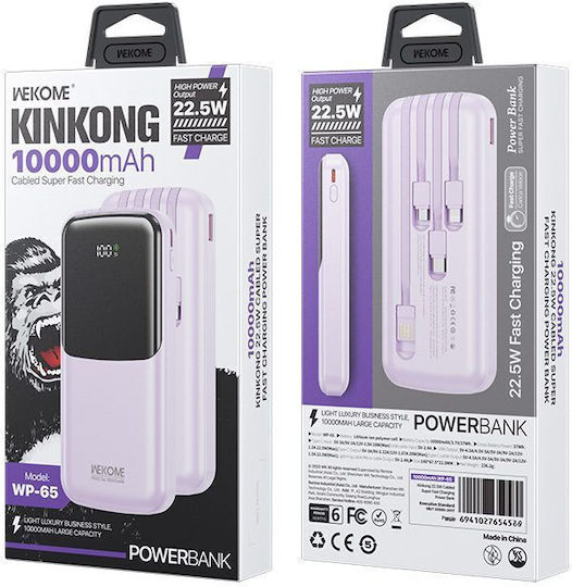 WK WP-65 Power Bank 10000mAh 22.5W Power Delivery Μωβ