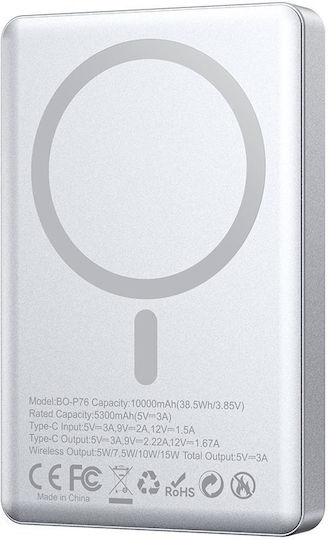 BWOO P76 Power Bank 10000mAh 20W με Θύρα USB-C Power Delivery Μαύρο
