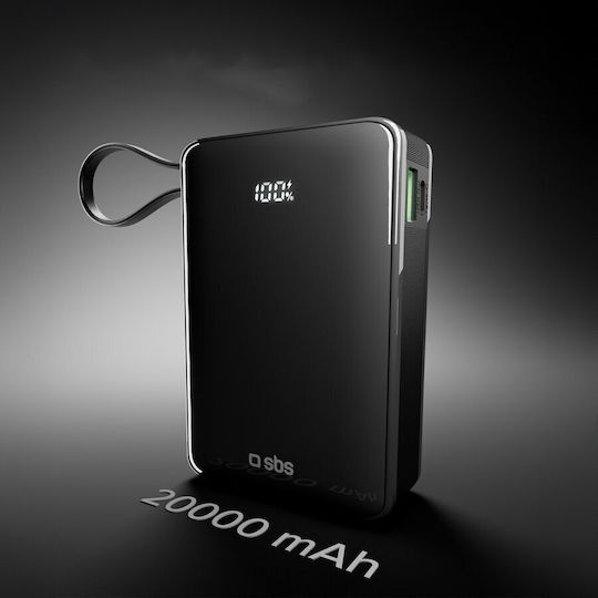 SBS Power Bank 20000mAh 22.5W with USB-A Port and USB-C Port Power Delivery Black