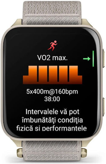 Garmin Venu X1 Titanium 46mm Waterproof Smartwatch with Heart Rate Monitor (Soft Gold with Titanium Caseback and French Grey Nylon Band)