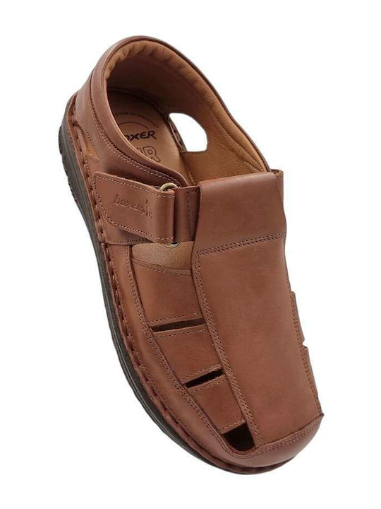 Leder Herrensandalen in Tabac Braun Farbe