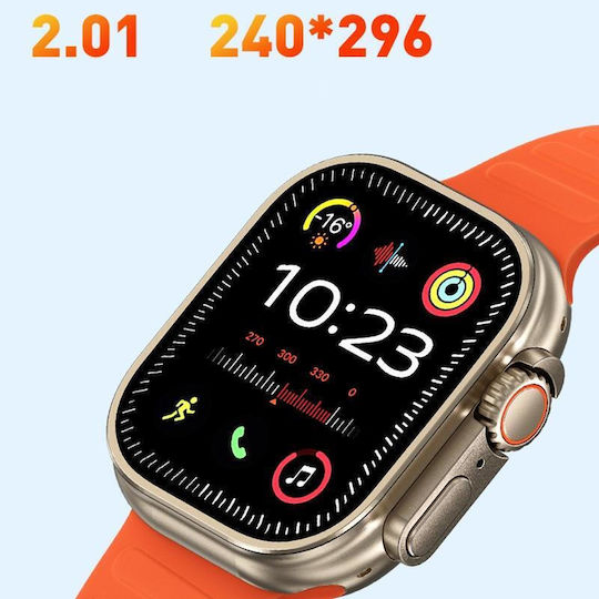 WK WH-02 Titanium 49mm Smartwatch με Παλμογράφο (Χρυσό)