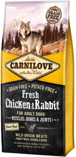 Carnilove Fresh Chicken & Rabbit 12kg Dry Food Grain-Free for Adult Dogs with Chicken and Rabbit