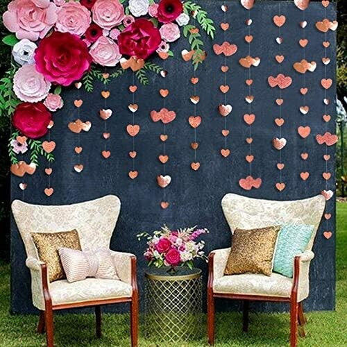 Banner Inimă Alista Home Tip Franjuri 4 M Rulou Cu Fir Inclus Roz Sclipici