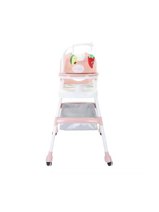 Alista Home Scaun Înalt De Masă Bebe Pliabil Roz