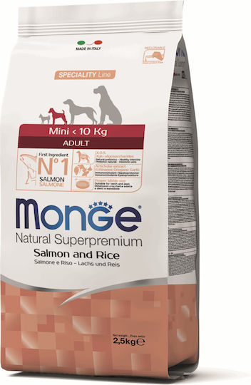 Monge Speciality Line Mini 2.5kg Dry Food for Adult Small Breed Dogs with Rice and Salmon