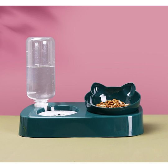 Automatisch Kunststoff Schale mit Behälter Futter & Wasser für Hund 500ml in Blau Farbe