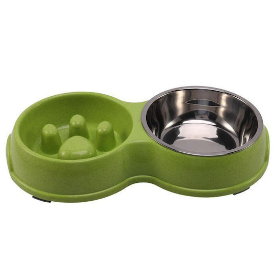 Edelstahl Schalen Futter für Hund & Katze 2x 700ml in Grün Farbe