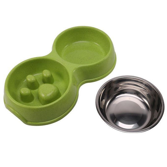 Edelstahl Schalen Futter für Hund & Katze 2x 700ml in Grün Farbe
