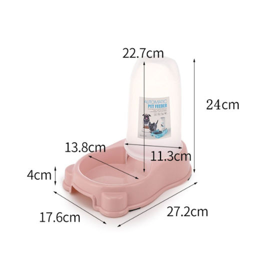 Food And Water Bowl With Container For Dog And Cat 1.4lt 27.5x18x26cm