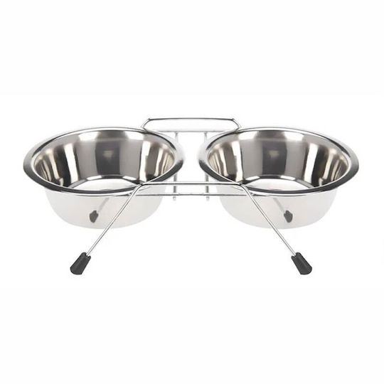 Madpet Stainless Steel Bowl Food & Water for Dog & Cat with Base 2.84lt in Silver Color 2pcs