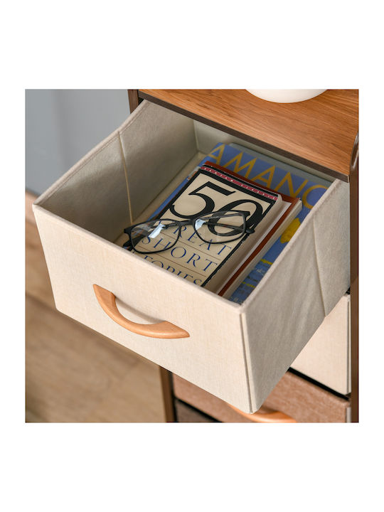 Bedroom Chest of Drawers Made of Wood & Metal Multicolour with Fabric Coating 30x29x99cm