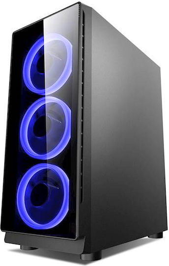 Bandit BPG3 Gaming Midi-Turm Computergehäuse mit Seitenfenster Schwarz