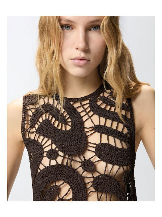Women's Crop Top Sleeveless Cacao/brown