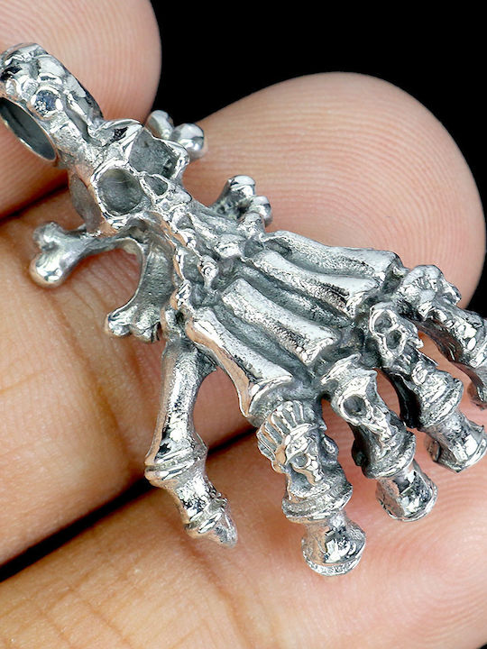925 Silver Skull Skeleton Skeleton Hand Pendant Halloween