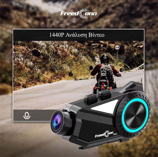 FreedConn R3 Single Motorcycle Communication for Helmet with Bluetooth & Camera
