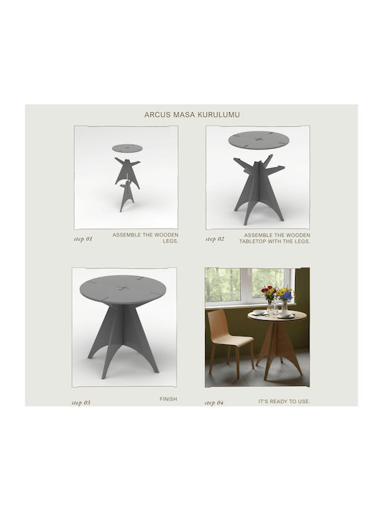 Masă Laterală Rotundă Arcus Naturală L75xP75xÎ75cm