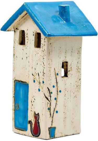 Rozos Ceramics 31-848 Decor Pentru Masă Handmade Casă Ceramică Lumânare Albastru Alb 8x15