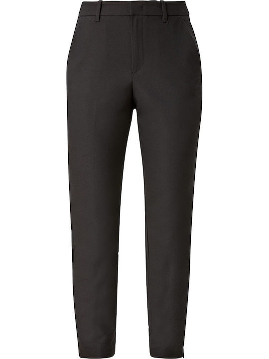 Women's Fabric Capri Trousers Straight Line Black