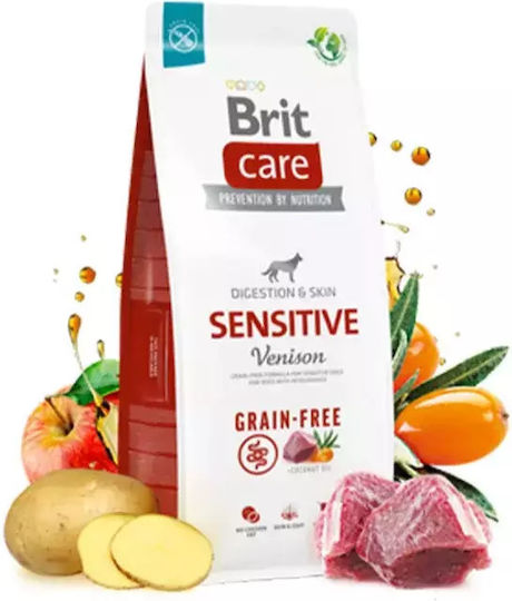 Brit Care Digestion & Skin Sensitive 12kg Dry Food Grain-Free & Gluten-Free for Adult Dogs with Deer