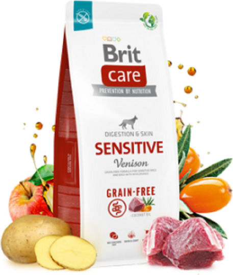 Brit Care Digestion & Skin Sensitive 12kg Dry Food Grain-Free & Gluten-Free for Adult Dogs with Deer