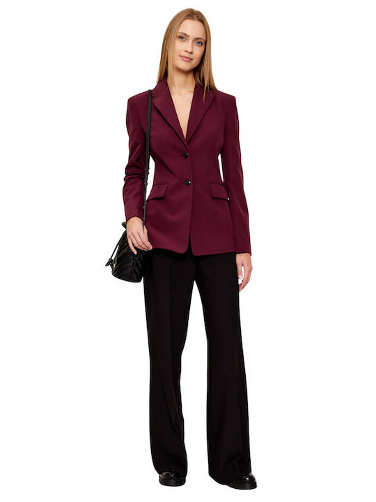 Hasmina Women's Fabric Trousers Relaxed Fit Black