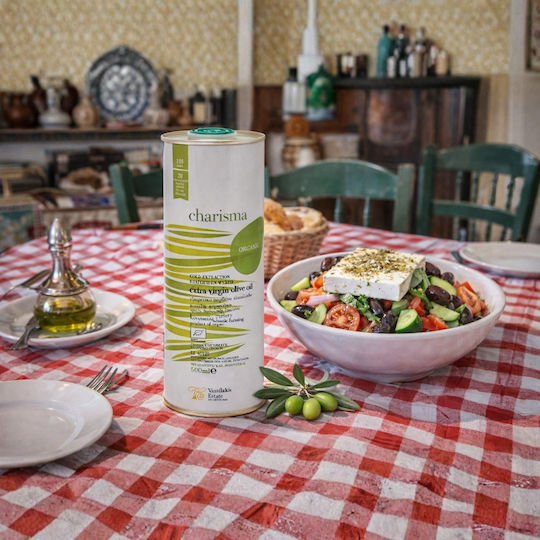 Ktima Vasilaki Extra Virgin Olive Oil Organic Product Charisma 500ml in a Metallic Container